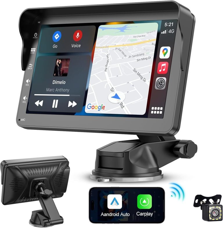 Portable Wireless Apple CarPlay and Android Auto Car Stereo with Voice Control,7″ Touch Screen Double Din Stereo with Bluetooth, Multimedia Player, Car Audio with Backup Camera Car Play for All Cars