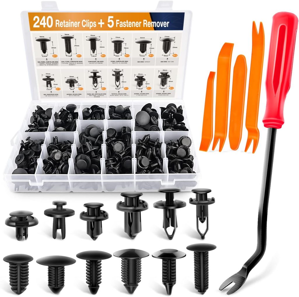 GOOACC – GRC-33 240PCS Bumper Retainer Clips Car Plastic Rivets Fasteners Push Retainer Kit Most Popular Sizes Auto Push Pin Rivets Set -Door Trim Panel Fender Clips for GM Ford Toyota Honda Chrysler GOOACC – GRC-33 240PCS Bumper Retainer Clips Car Plastic Rivets Fasteners Push Retainer Kit Most Popular Sizes Auto Push Pin Rivets Set -Door Trim Panel Fender Clips for GM Ford Toyota Honda Chrysler
