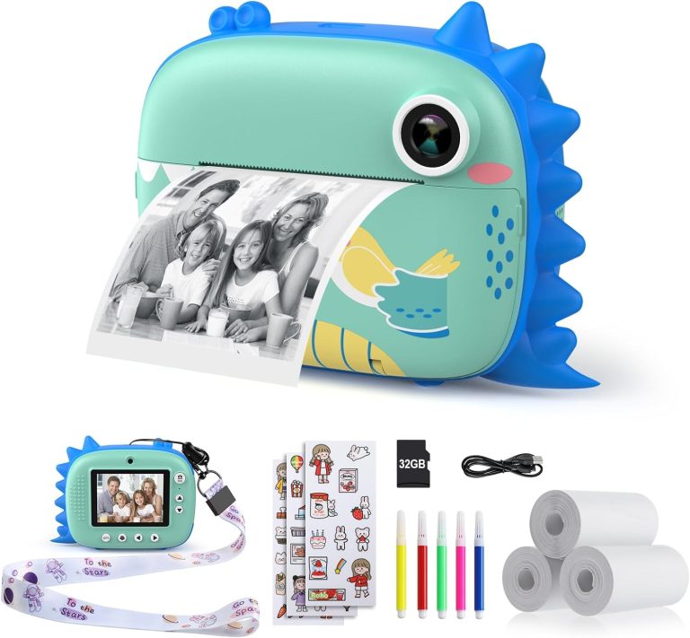 Kids Camera Instant Print, Selfie Digital Camera for Kids with Print Paper & 32G Card, 2.5K Video & Instant Print Camera with Color Pens for DIY, Fun Gift for Girls Boys 3-12 Years Old (Blue)