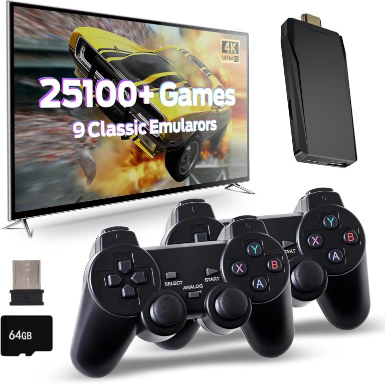 Retro Game Console, Wireless Retro Gaming Console with Built-in 9 Emulators, 25100+Games, 4K HDMI Output, Dual 2.4GHz Wireless Controller, Plug and Play Video Game Console