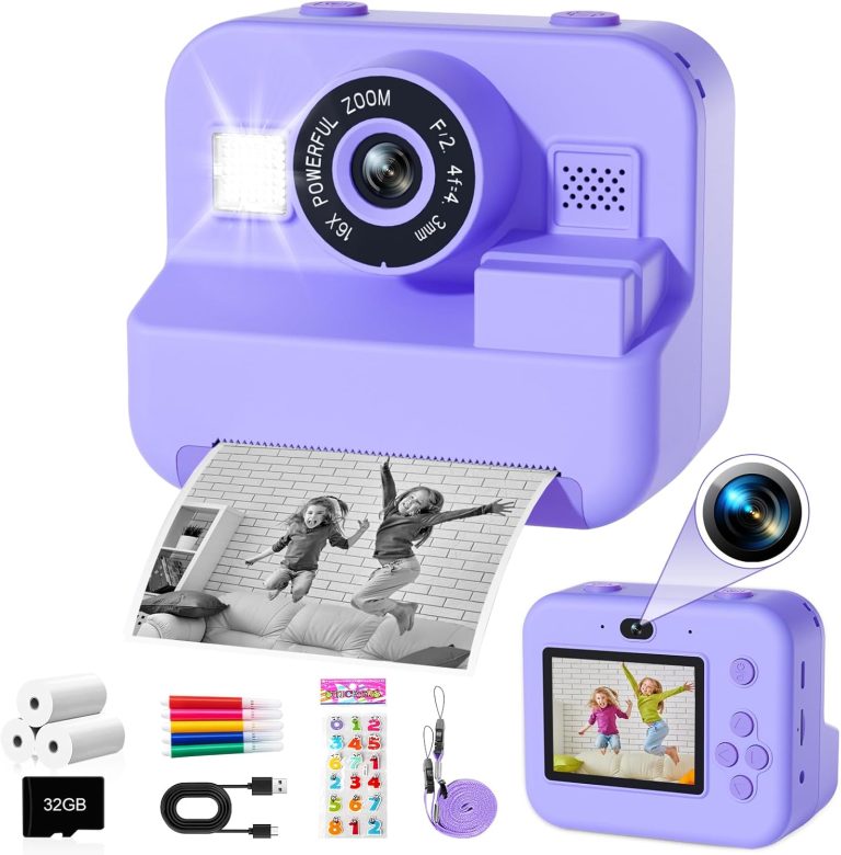 GKTZ Kids Camera Instant Print – Dual Camera Photo 1080P HD Video, Birthday for Boys and Girls, Toddler Digital Camera with 3 Print Paper, Portable Toys for Kids 3-12