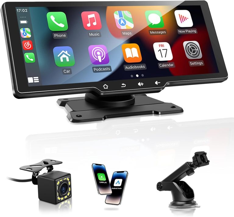 Carplay Screen for Car,10″ Portable Car Stereo with Wireless Carplay & Android Auto,1080p Backup Camera,Mirror Link,GPS,AUX,Googel/Siri for All Vehicles (10″ HD Touchscreen)