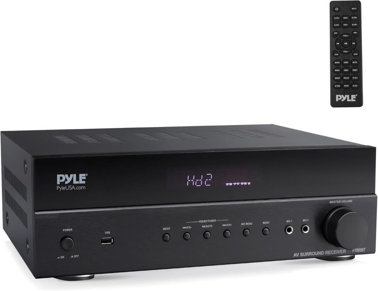 Pyle 5.2 Channel Hi-Fi Home Theater Receiver – 1000W MAX Wireless BT Surround Sound Stereo Amplifier System with 4k Ultra HD Support, MP3/USB/DAC/FM Radio, Ideal for Immersive Home Audio Experience