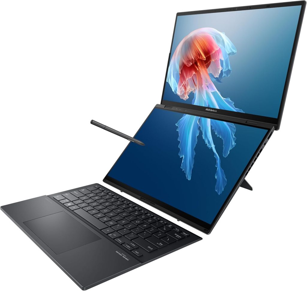 ASUS Zenbook Duo Laptop, Dual 14” OLED 3K 120Hz Touch Display, Intel Evo Certified, Intel Core Ultra 9 185H CPU, Intel Arc Graphics, 32GB RAM, 1TB SSD, Windows 11, Inkwell Gray, UX8406MA-PS99T ASUS Zenbook Duo Laptop, Dual 14” OLED 3K 120Hz Touch Display, Intel Evo Certified, Intel Core Ultra 9 185H CPU, Intel Arc Graphics, 32GB RAM, 1TB SSD, Windows 11, Inkwell Gray, UX8406MA-PS99T