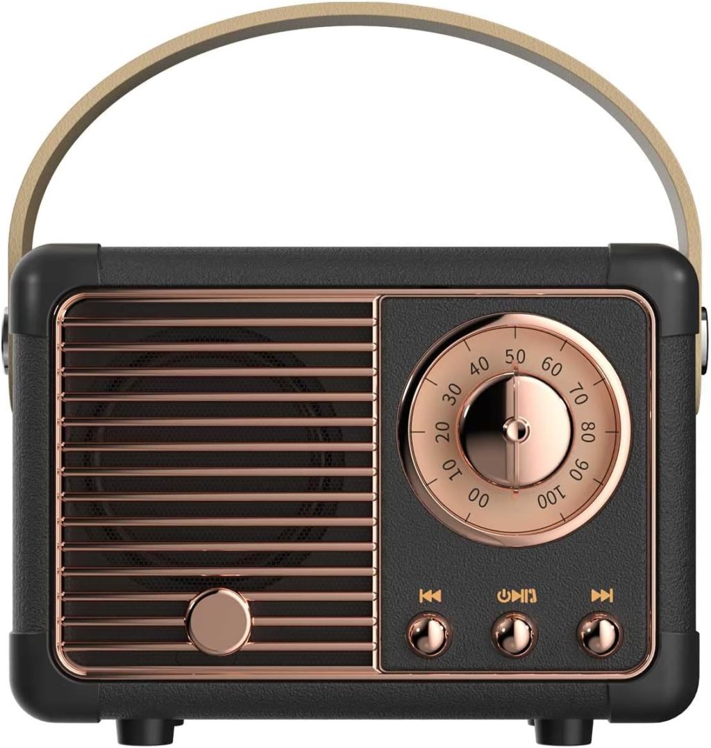 Dosmix Retro Bluetooth Speaker, Vintage Decor, Small Wireless Bluetooth Speaker, Cute Old Fashion Style for Kitchen Desk Bedroom Office Outdoor Accessories for Android/iOS Devices (Black) Dosmix Retro Bluetooth Speaker, Vintage Decor, Small Wireless Bluetooth Speaker, Cute Old Fashion Style for Kitchen Desk Bedroom Office Outdoor Accessories for Android/iOS Devices (Black)