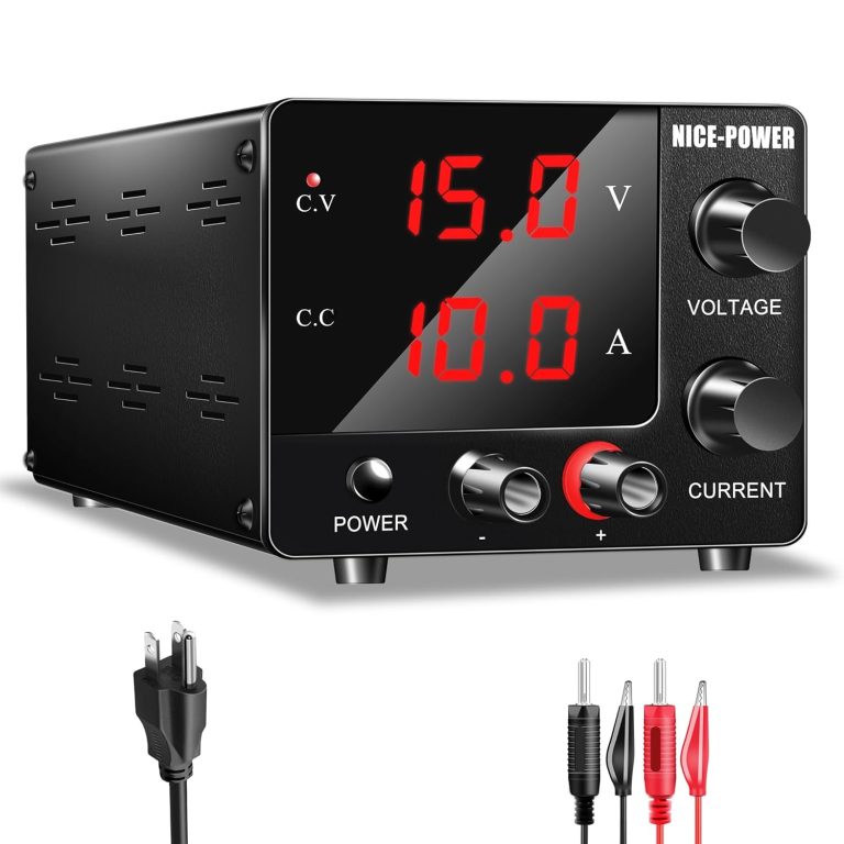 NICE-POWER DC Power Supply Variable 0~30V 0~10A, 3-Digits LED Display Current and Voltage Adjustable 150W Fixed with Encoder DC Bench Power Supply 15V 10A/30V 5A,Electroplating DIY etc DC Power Supply