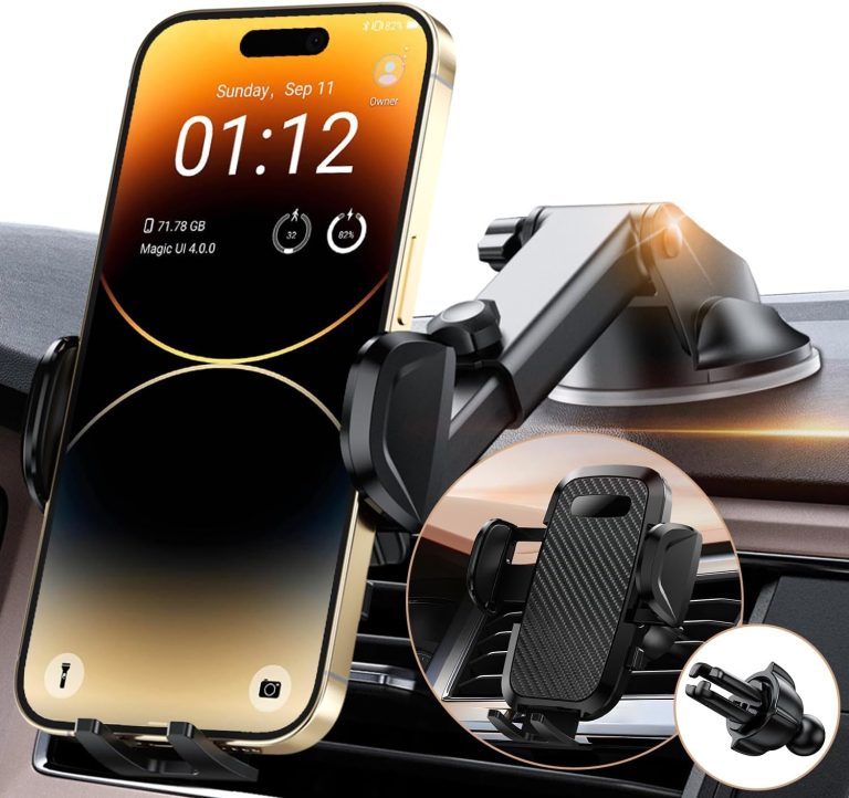 Topmake Car Phone Holder Mount, Cell Phone Holder for Car, Dashboard Windshield, Suction Cup Hands-Free Car Phone Stand, Automobile Cradles Universal,Black