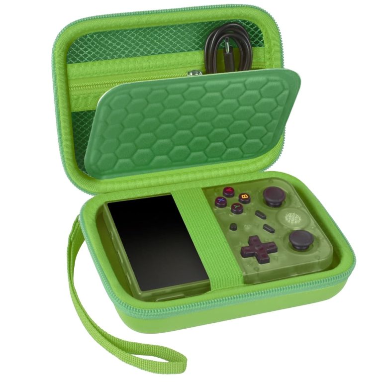 PAIYULE Travel Case Compatible with RG353V/ RG353VS/ R36S/ RG40XX V Retro Handheld Game Console, Handheld Emulator Storage Holder Organizer, Android Game Console Carrying Bag (Green) (Box Only)
