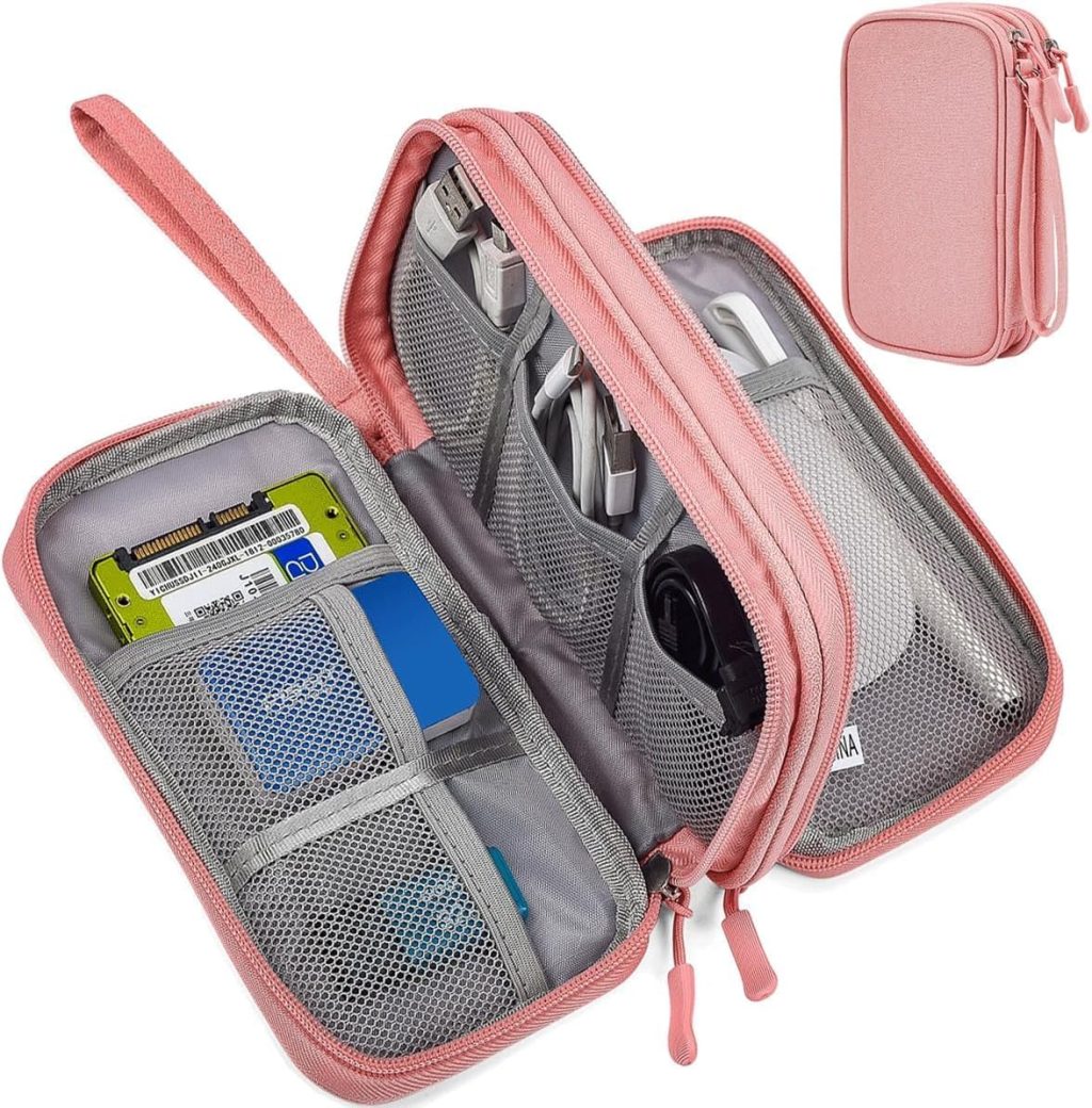 Electronic Organizer Travel Cable Accessories Bag, Electronic Organizer Case, Electronic Accessories Organizer Bag for Power Bank, Charging Cords, Chargers, Mouse, USB Cable, Earphones (Light Pink) Electronic Organizer Travel Cable Accessories Bag, Electronic Organizer Case, Electronic Accessories Organizer Bag for Power Bank, Charging Cords, Chargers, Mouse, USB Cable, Earphones (Light Pink)