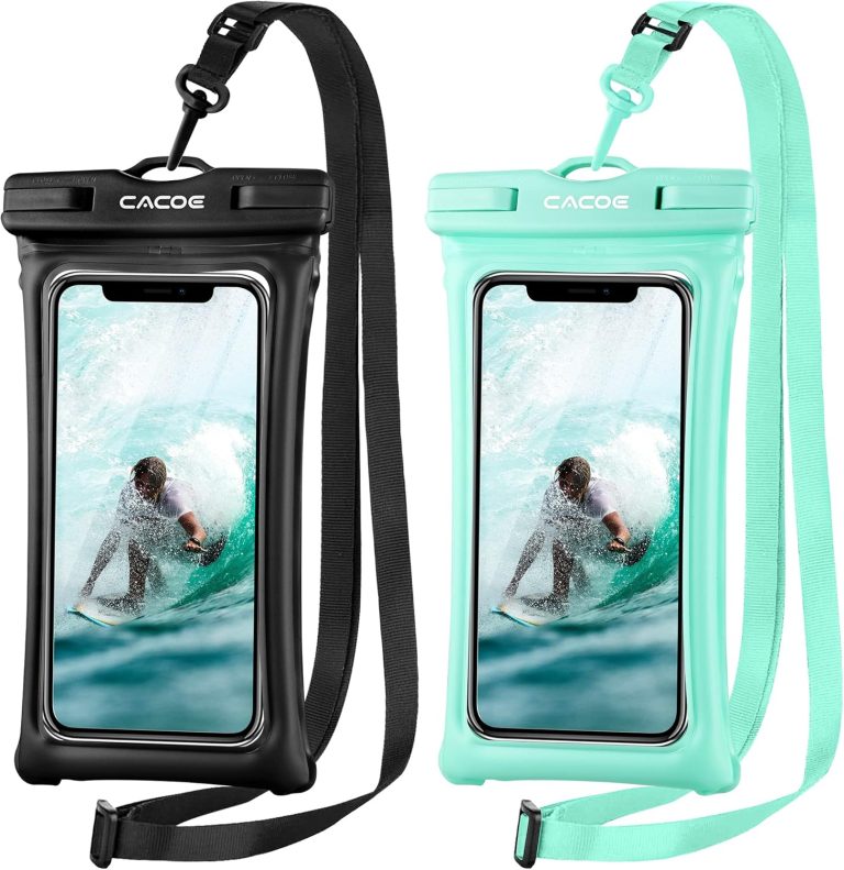 [Floatable]CACOE Floating Universal IPX8 Waterproof Phone case 2 Pack-Up to 7.0″,Adjustable Neck Lanyard Phone Pouch,Phone Dry Bags for Vacation Beach Pool Kayak Cruise Travel Essentials（Black+Green）
