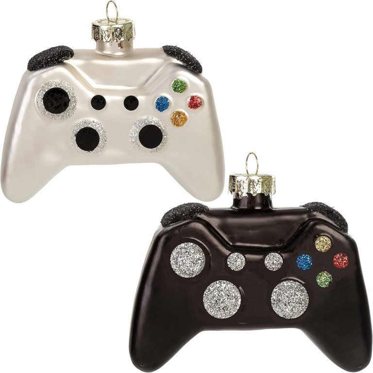 Joiedomi Christmas Glass Video Game Controller Ornament Christmas Tree Blown Decoration Black and White 2-Pieces Set