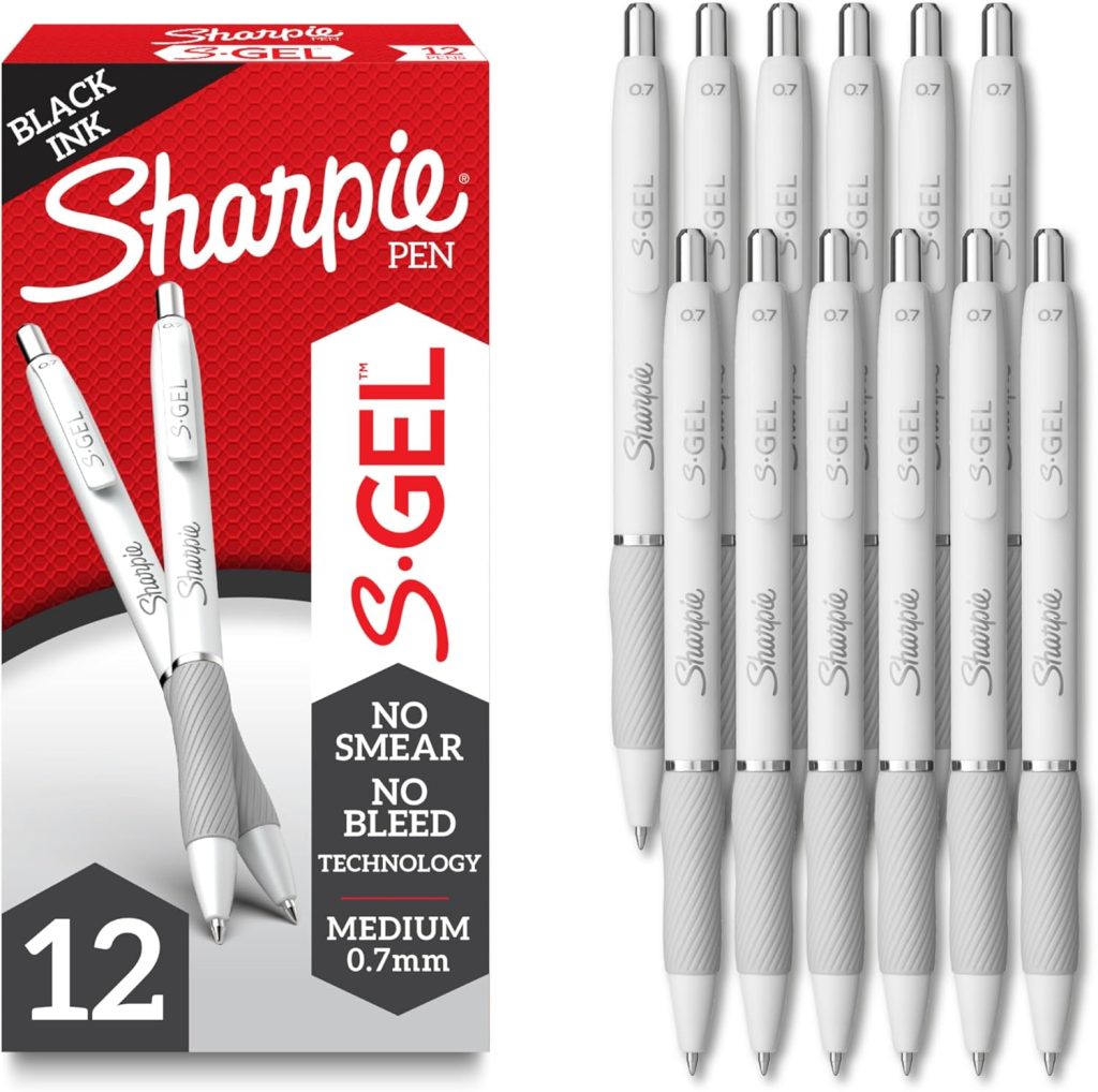Sharpie S-Gel, Gel Pens, Drawing Pens, Gel Ink Pens For Journaling, Writing Pens, Coloring Pens, Medium Point Pens (0.7Mm), Pearl White Body, Black Ink Gel Pen, 12 Count Sharpie S-Gel, Gel Pens, Drawing Pens, Gel Ink Pens For Journaling, Writing Pens, Coloring Pens, Medium Point Pens (0.7Mm), Pearl White Body, Black Ink Gel Pen, 12 Count