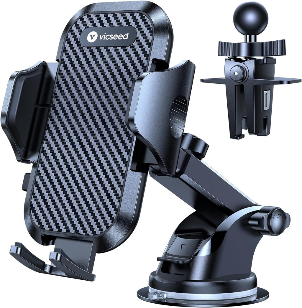 VICSEED [Ture Strongest Suction Military-Grade Sturdy Universal Phone Holders for Your Car Dashboard Windshield Vent Cell Phone Mount Truck Boat Cradle for iPhone, Android, All Smartphones VICSEED [Ture Strongest Suction Military-Grade Sturdy Universal Phone Holders for Your Car Dashboard Windshield Vent Cell Phone Mount Truck Boat Cradle for iPhone, Android, All Smartphones