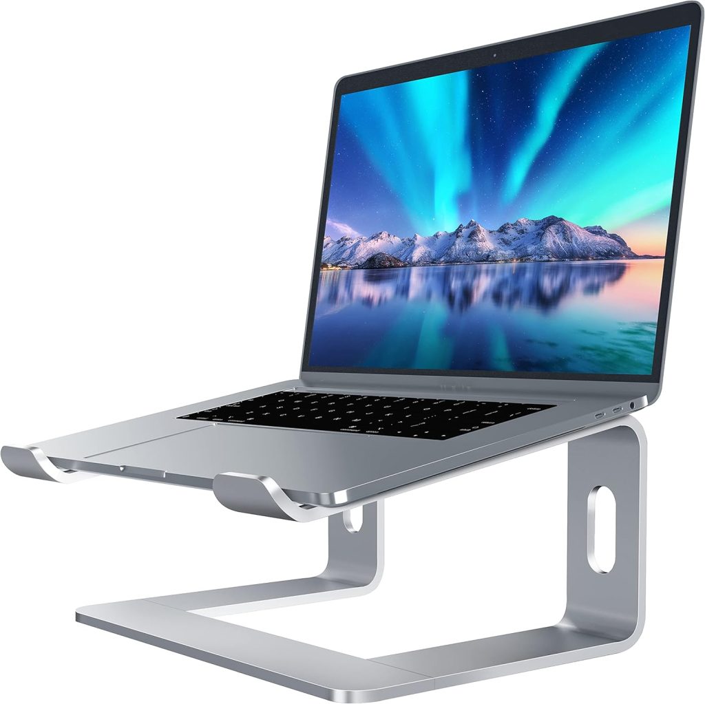 SOUNDANCE Laptop Stand, Aluminum Computer Riser, Ergonomic Laptops Elevator for Desk, Metal Holder Compatible with 10 to 15.6 Inches Notebook Computer, Silver SOUNDANCE Laptop Stand, Aluminum Computer Riser, Ergonomic Laptops Elevator for Desk, Metal Holder Compatible with 10 to 15.6 Inches Notebook Computer, Silver