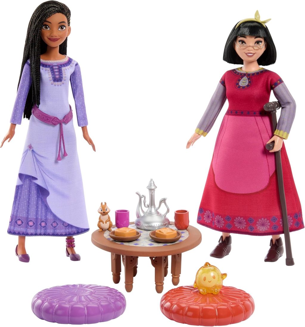 Mattel Disney Wish Toys, Best Friends Tea Time Playset with Asha & Dahlia of Rosas Dolls, 2 Figures, 1 Table & 10 Accessories, Inspired by the Movie Mattel Disney Wish Toys, Best Friends Tea Time Playset with Asha & Dahlia of Rosas Dolls, 2 Figures, 1 Table & 10 Accessories, Inspired by the Movie
