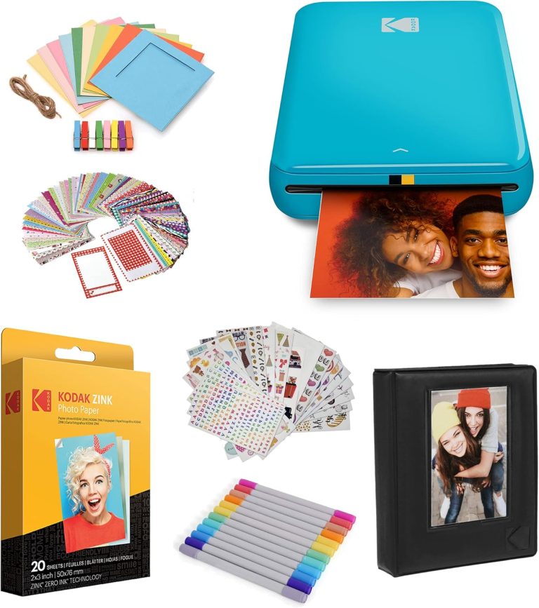 Kodak Step Instant Color Photo Printer with Bluetooth/NFC, ZINK Technology & Kodak App for iOS & Android (Blue) Starter Bundle
