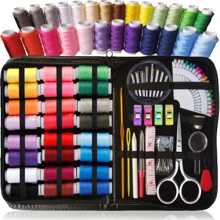 ARTIKA Sewing Kit for Adults and Kids – Small Beginner Set w/Multicolor Thread, Needles, Scissors, Thimble & Clips – Emergency Repair and Travel Kits – Sewing Accessories and Supplies