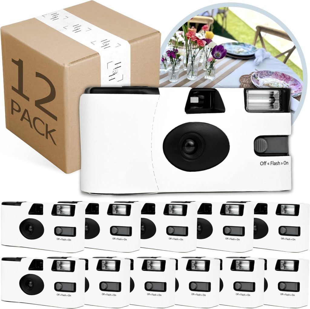 H&H Photo Supply Disposable Cameras Bulk (12 Pack) – White Single Use Camera Set: Perfect for Weddings, Baby Showers, Birthday Parties & All Events – 35mm ISO 400 Film, 27 Exposures, Easy-to-Use H&H Photo Supply Disposable Cameras Bulk (12 Pack) – White Single Use Camera Set: Perfect for Weddings, Baby Showers, Birthday Parties & All Events – 35mm ISO 400 Film, 27 Exposures, Easy-to-Use
