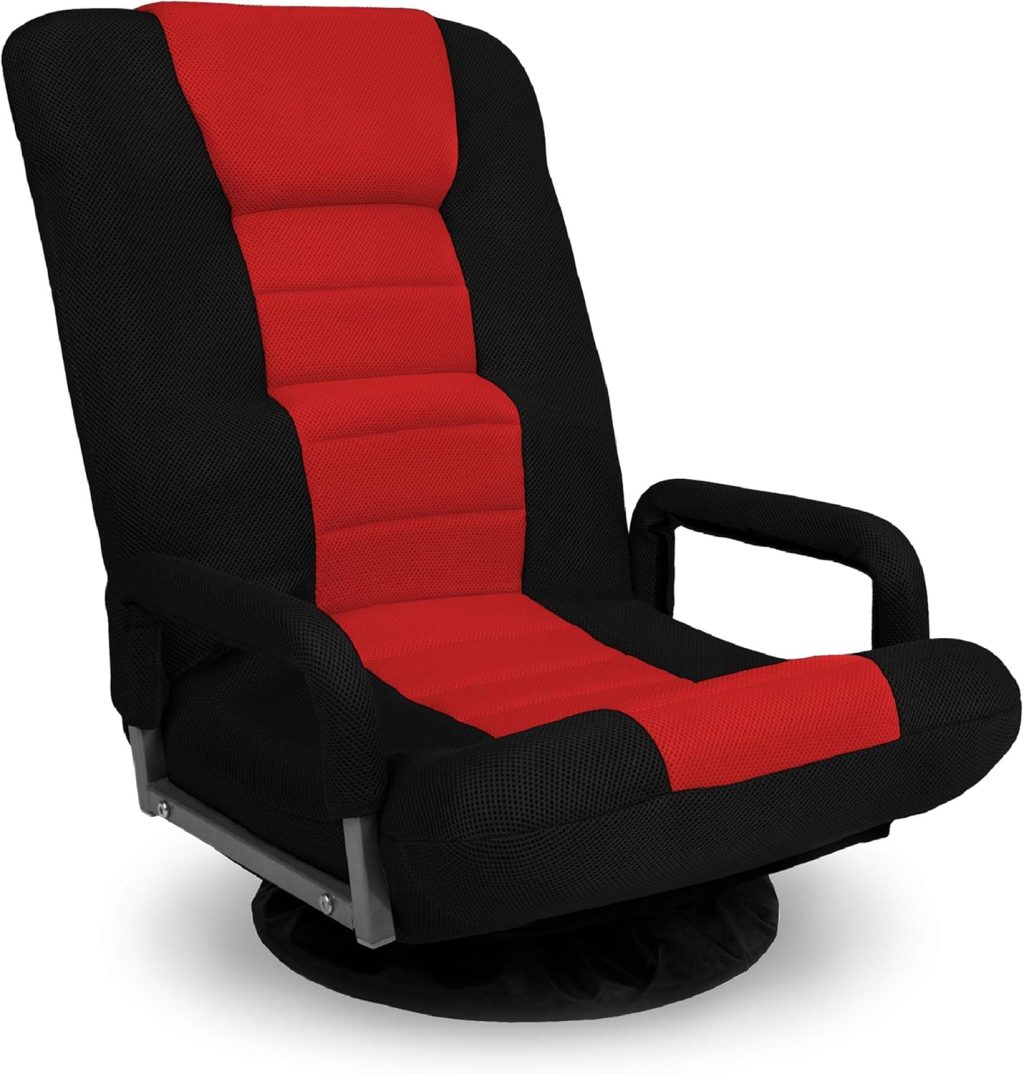 Best Choice Products Swivel Gaming Chair 360 Degree Multipurpose Floor Chair Rocker for TV, Reading, Playing Video Games w/Lumbar Support, Armrest Handles, Adjustable Backrest – Black/Red Best Choice Products Swivel Gaming Chair 360 Degree Multipurpose Floor Chair Rocker for TV, Reading, Playing Video Games w/Lumbar Support, Armrest Handles, Adjustable Backrest – Black/Red