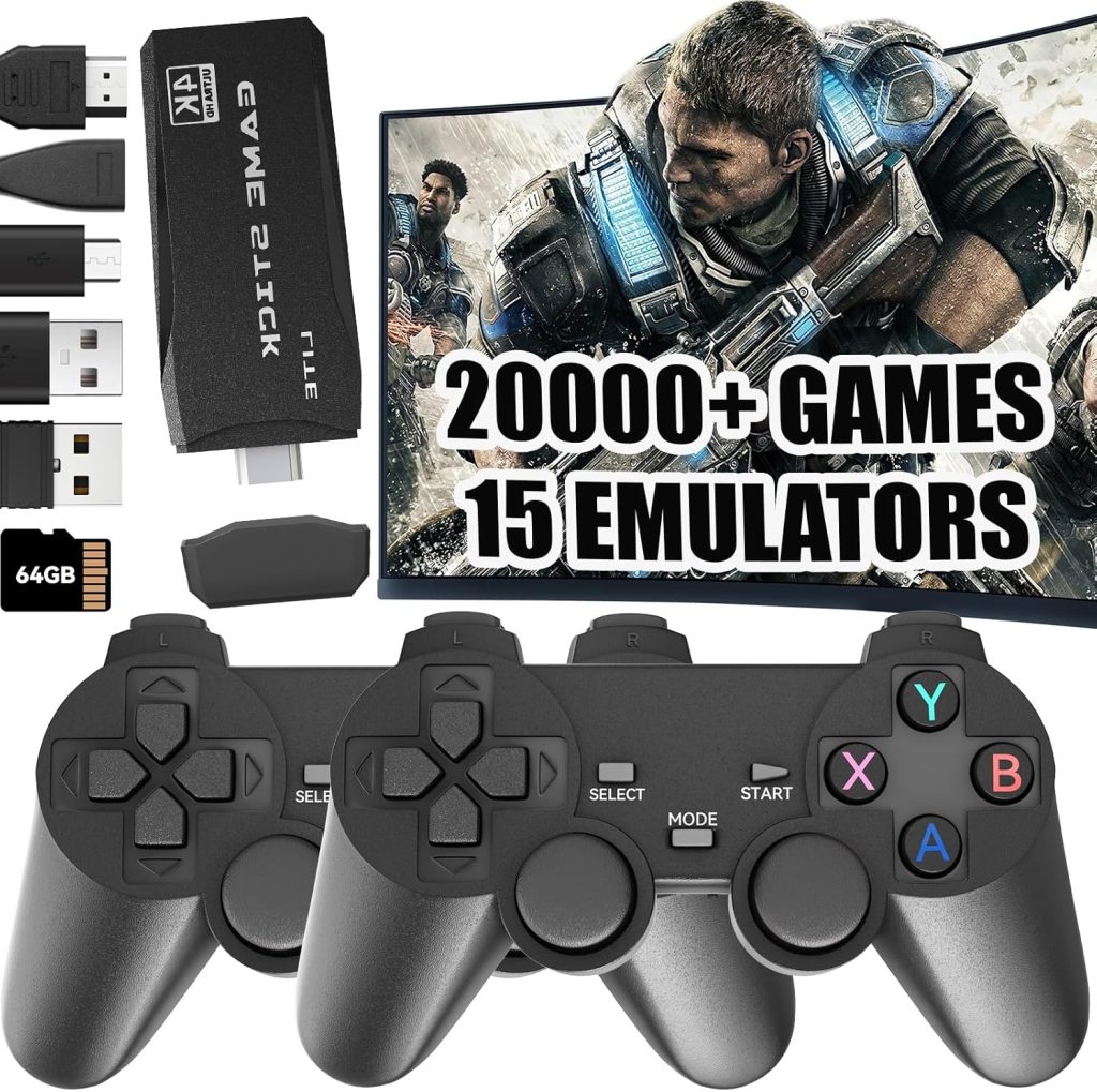 Retro Gaming Console, Plug and Play Video Games Console Wireless Game Stick with 20000+ Games Retro Handheld Game Console Built-in 15 Emulators 64G, 4K HDMI Output, 2.4G Wireless Controllers Retro Gaming Console, Plug and Play Video Games Console Wireless Game Stick with 20000+ Games Retro Handheld Game Console Built-in 15 Emulators 64G, 4K HDMI Output, 2.4G Wireless Controllers