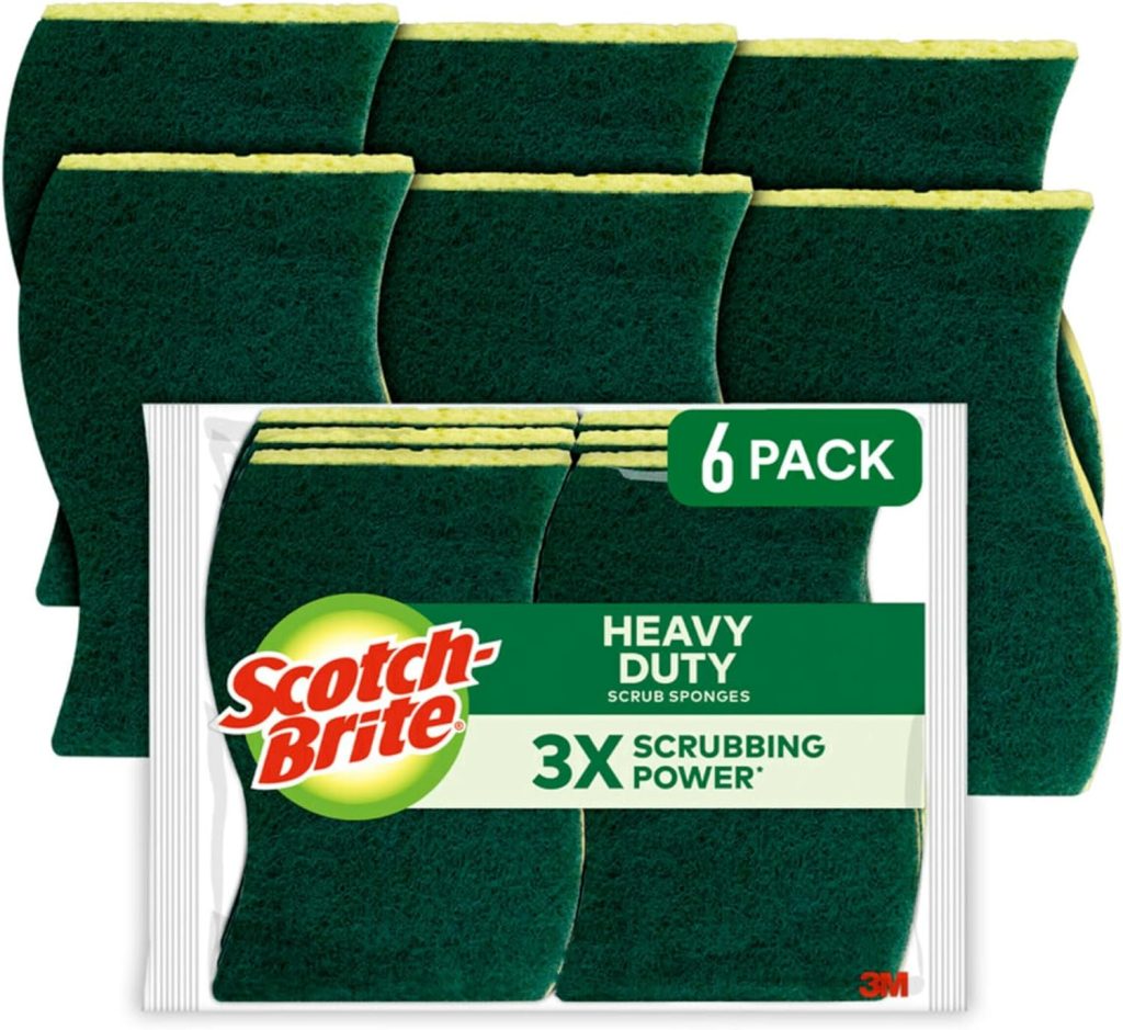 Scotch-Brite Heavy Duty Scrub Sponges, Sponges for Cleaning Kitchen and Household, Heavy Duty Sponges Safe for Non-Coated Cookware, 6 Scrubbing Sponges Scotch-Brite Heavy Duty Scrub Sponges, Sponges for Cleaning Kitchen and Household, Heavy Duty Sponges Safe for Non-Coated Cookware, 6 Scrubbing Sponges