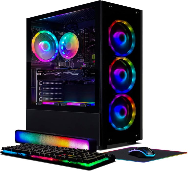 STGAubron Gaming PC Computer Desktop, Radeon RX 5700 8G, Intel Core i7 3.4G up to 3.9G, 16G RAM, 512G SSD, 600M WiFi, BT 5.0, RGB Fan x 4, RGB Mouse Pad, RGB BT Sound Bar, Windows 10 Home