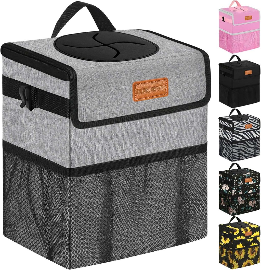 Car Trash Can Bin for Back Seat Leak Proof, Cute Trash Bag Hanging, for SUV Truck Van, Automotive Vehicle Garbage Cans Front Seat Grey Car Trash Can Bin for Back Seat Leak Proof, Cute Trash Bag Hanging, for SUV Truck Van, Automotive Vehicle Garbage Cans Front Seat Grey