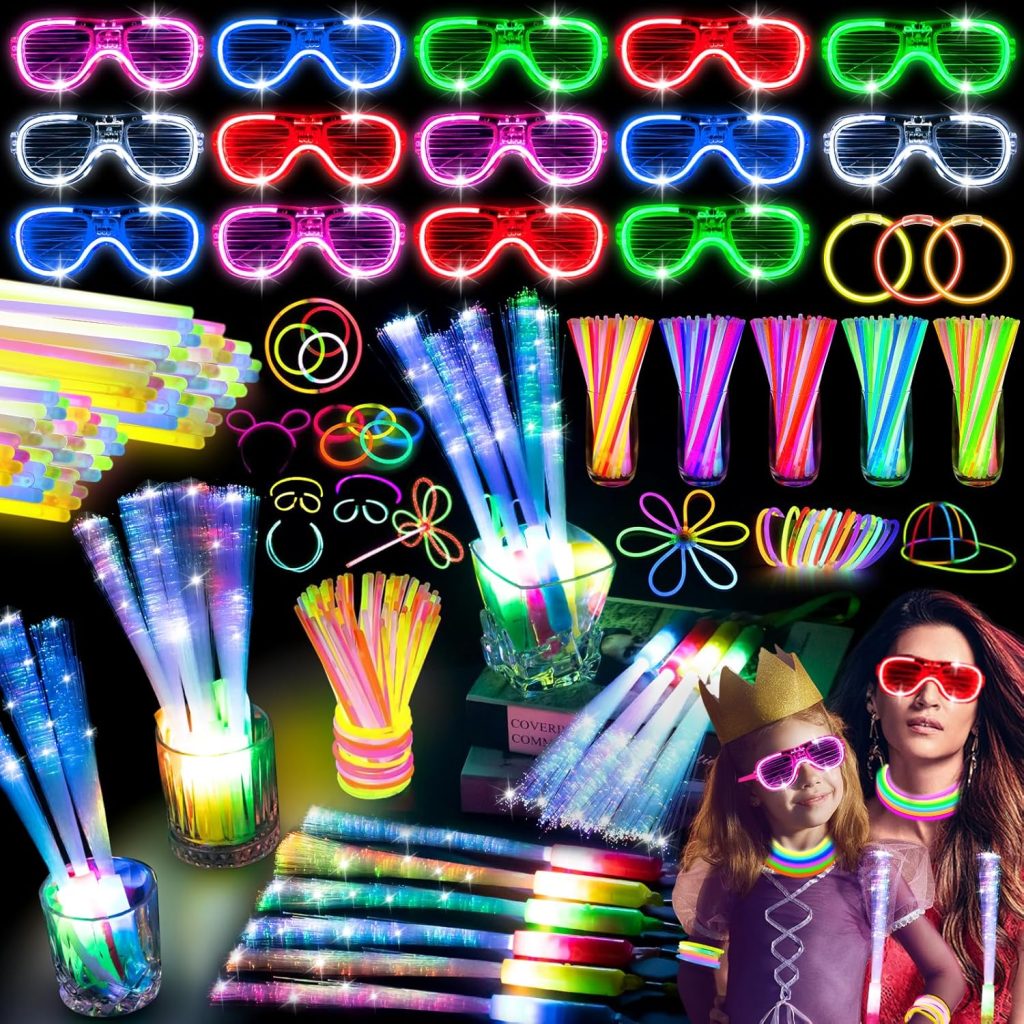 238 PCS Glow in the Dark Party Supplies, 24 PCS Glow Fiber Optic Wands, 14 PCS LED Glasses and 100 PCS Glow Sticks, 100 PCS Connectors, New Year Party Favors for Concert, Raves Birthday 238 PCS Glow in the Dark Party Supplies, 24 PCS Glow Fiber Optic Wands, 14 PCS LED Glasses and 100 PCS Glow Sticks, 100 PCS Connectors, New Year Party Favors for Concert, Raves Birthday