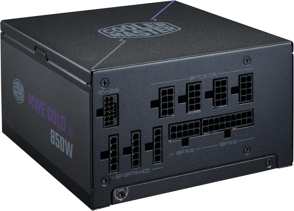 Cooler Master MWE Gold 850 V3 ATX 3.1 Full Modular PSU, 850W, 80+ Gold Efficiency, 90° 12VHPWR|600W PCIe 5.1, Japanese Capacitors, Zero-RPM Mode, Hexagonal Fan Cover, 10-Year Cooler Master MWE Gold 850 V3 ATX 3.1 Full Modular PSU, 850W, 80+ Gold Efficiency, 90° 12VHPWR|600W PCIe 5.1, Japanese Capacitors, Zero-RPM Mode, Hexagonal Fan Cover, 10-Year