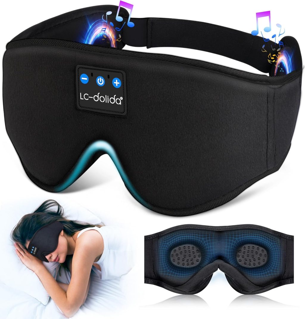 LC-dolida Sleep Headphones, 3D Sleep Mask Bluetooth Wireless Music Eye Mask, Sleeping Headphones for Side Sleepers Sleep Mask with Bluetooth Headphones Ultra-Thin Stereo Speakers Perfect for Sleeping LC-dolida Sleep Headphones, 3D Sleep Mask Bluetooth Wireless Music Eye Mask, Sleeping Headphones for Side Sleepers Sleep Mask with Bluetooth Headphones Ultra-Thin Stereo Speakers Perfect for Sleeping