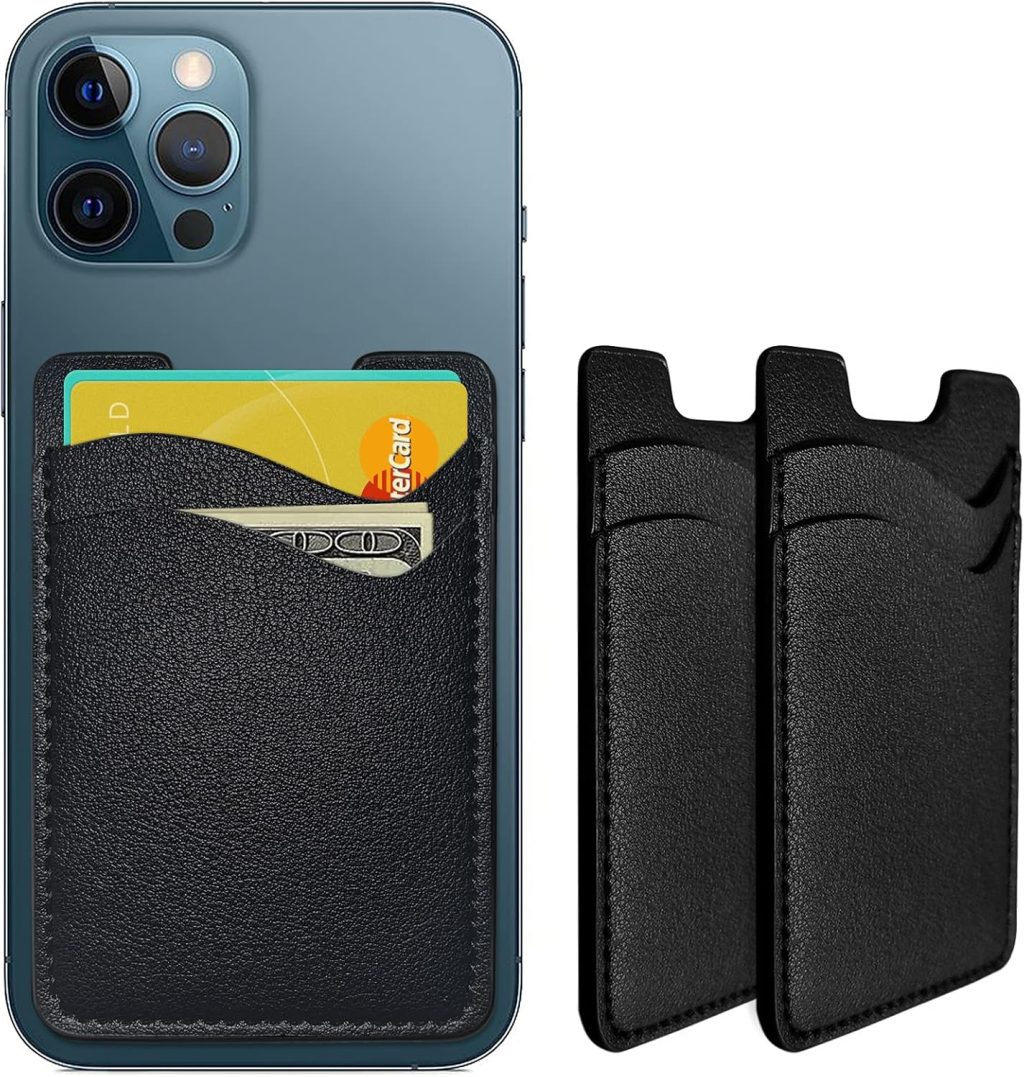 Phone Card Holder, Leather Phone Wallet Stick On, Card Holder for Back of Phone Credit Card Holder for Phone Case Compatible with Most of Cell Phone (iPhone, Samsung) – 2Pack Black Phone Card Holder, Leather Phone Wallet Stick On, Card Holder for Back of Phone Credit Card Holder for Phone Case Compatible with Most of Cell Phone (iPhone, Samsung) – 2Pack Black