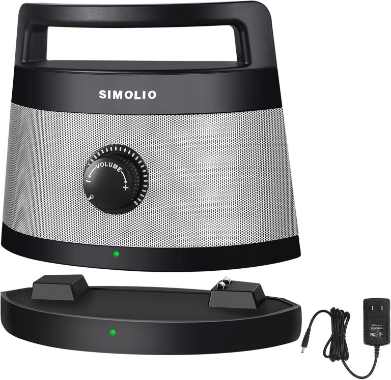 SIMOLIO TV Speakers for Hard of Hearing, Portable, Assistive, Clarifying Dialog Wireless Speakers for TV for Seniors & the Elderly, Compatible with Optical / RCA / Headphone Ported TV, No Delay, 621D