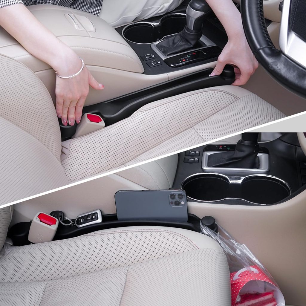 Car Seat Gap Filler Set of 2, Soft Foam Multifunctional Seat Side Gap Filler with Organizer & Hook Function, 3in1 Gap Stopper Universal Fit Car SUV Truck Fill The Gap Between Seat & Console(Black) Car Seat Gap Filler Set of 2, Soft Foam Multifunctional Seat Side Gap Filler with Organizer & Hook Function, 3in1 Gap Stopper Universal Fit Car SUV Truck Fill The Gap Between Seat & Console(Black)