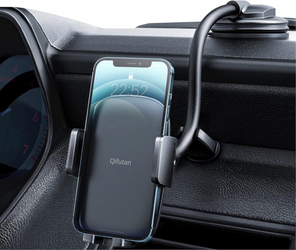 Qifutan Cell Phone Holder for Car Phone Mount Long Arm Dashboard Windshield Car Phone Holder Anti-Shake Stabilizer Phone Car Holder Compatible with All Phone Android Smartphone, Black Qifutan Cell Phone Holder for Car Phone Mount Long Arm Dashboard Windshield Car Phone Holder Anti-Shake Stabilizer Phone Car Holder Compatible with All Phone Android Smartphone, Black