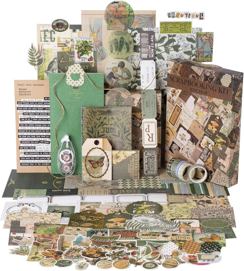 JOYCHOIC Vintage Junk Journal Supplies Aesthetic Journaling Kit, Scrapbook Papers Stickers Large Collection for Bullet Scrapbooking Materials, Planner DIY Arts Craft Collage, Adults JOYCHOIC Vintage Junk Journal Supplies Aesthetic Journaling Kit, Scrapbook Papers Stickers Large Collection for Bullet Scrapbooking Materials, Planner DIY Arts Craft Collage, Adults