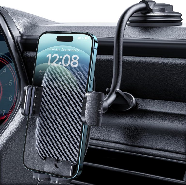 Phone Holders for Your car [Anti-Shake Stabilizer] Cell Phone Car Mount Long Arm Dashboard Windshield Cradle Automotive Accessories Car Phone Holder Fit for iPhone Android Smartphone