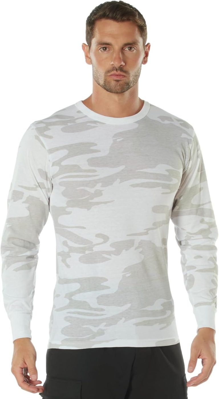 Rothco Long Sleeve Color Camo T-Shirt – Comfortable Tee for Outdoor Adventure (US, Alpha, XX-Large, Regular, Regular, White Camo)