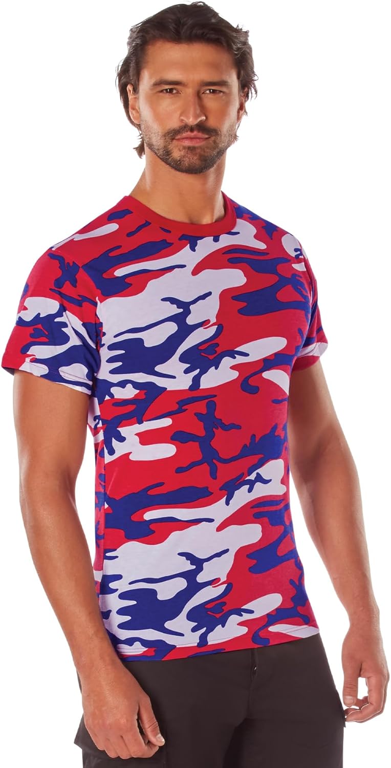 Rothco Camo T-Shirt – Rugged Camouflage Short Sleeve Tee Built for Outdoor Adventure – Red/White/Blue Camo – 3X-Large
