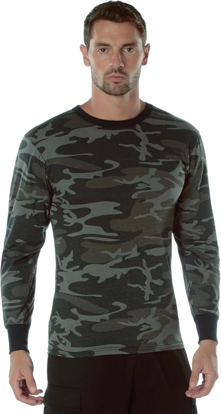Rothco Long Sleeve Color Camo T-Shirt – Comfortable Tee for Outdoor Adventure (US, Alpha, XX-Large, Regular, Regular, Black Camo)