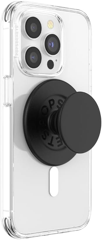 PopSockets Phone Grip Compatible with MagSafe, Adapter Ring for MagSafe Included, Phone Holder, Wireless Charging Compatible – Black