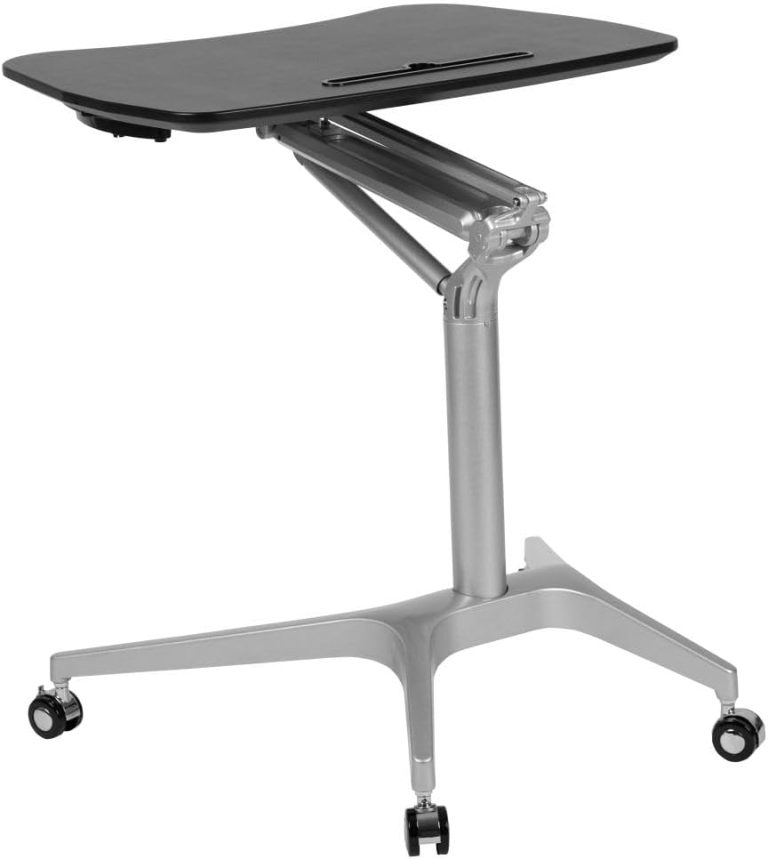 Flash Furniture Gia Mobile Sit-Down, Stand-Up Black Computer Ergonomic Desk with 28.25″W Top (Adjustable Range 29″ – 41″)