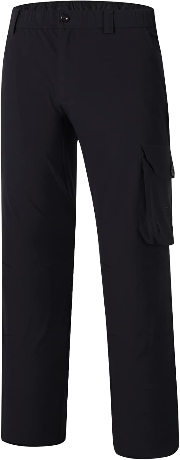 BASSDASH Men’s Fishing Cargo Pants Water Resistant Quick Dry Lightweight UPF 50+ for Outdoor Hiking Elastic Waist Pants FP05M