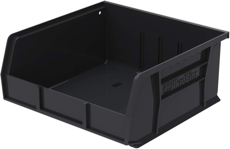 Akro-Mils 30235 AkroBins Plastic Storage Bins, Space-Saving Stackable Bins, Garage Organization Bins, Pantry Organization, Craft Storage, 11-Inch x 11-Inch x 5-Inch, Black, 6-Pack