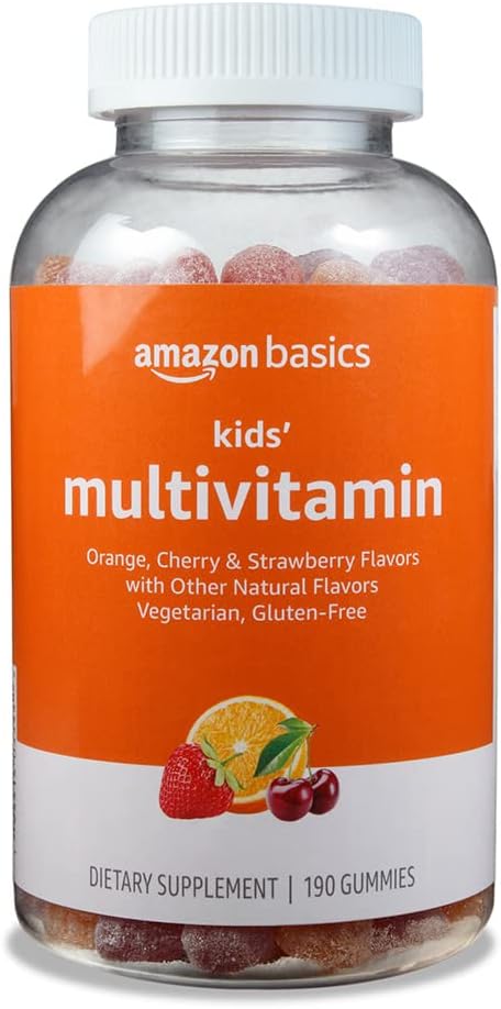 Amazon Basics Kids’ Multivitamin Gummies, Orange, Cherry & Strawberry, 190 Count (Previously Solimo) Amazon Basics Kids’ Multivitamin Gummies, Orange, Cherry & Strawberry, 190 Count (Previously Solimo)