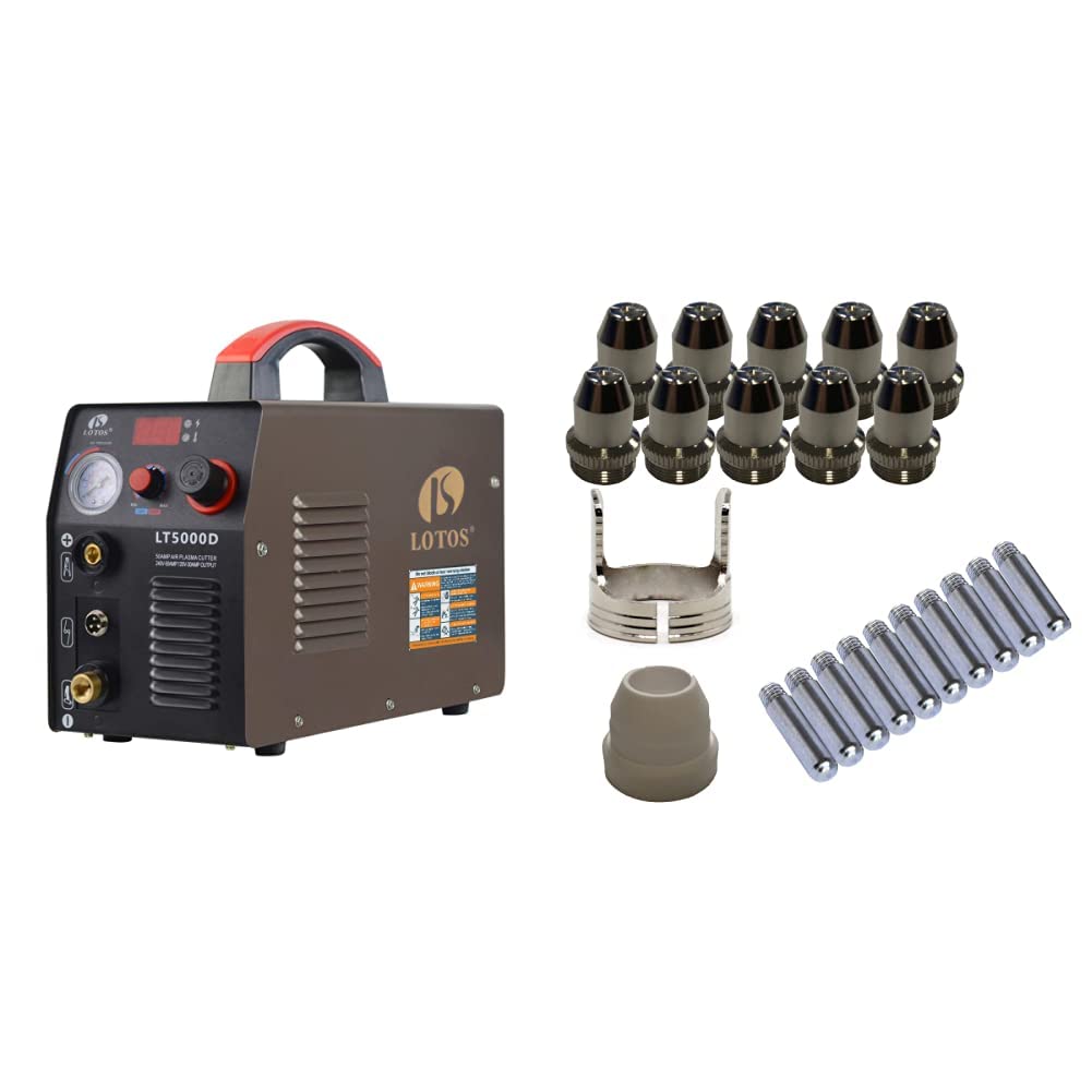 LOTOS LT5000D 50A Air Inverter Plasma Cutter Dual Voltage 110/220VAC 1/2″ Clean Cut & PCS22 Plasma Cutter Consumables Sets for Brown Color LTP5000D and Brown Color LTPDC2000D (22 Pieces) LOTOS LT5000D 50A Air Inverter Plasma Cutter Dual Voltage 110/220VAC 1/2″ Clean Cut & PCS22 Plasma Cutter Consumables Sets for Brown Color LTP5000D and Brown Color LTPDC2000D (22 Pieces)
