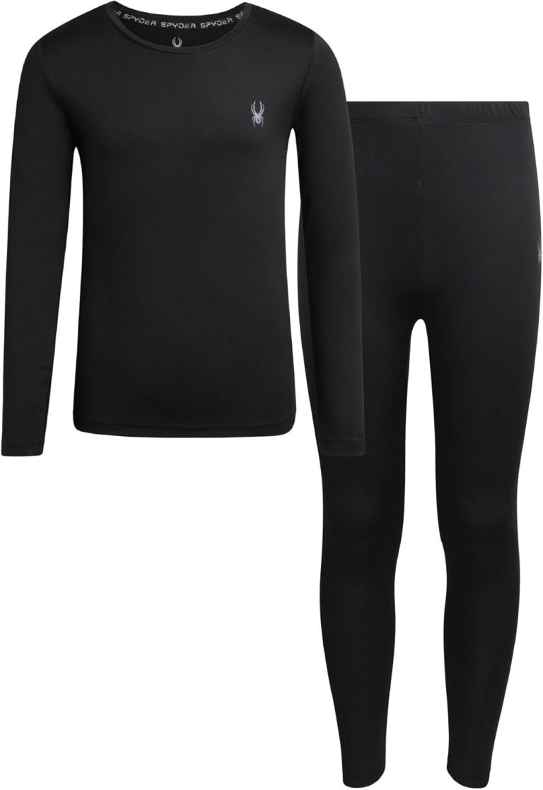 Spyder Kids Thermal Underwear Set – 2 Piece Brushed Back Fleece Lined Long Johns Base Layer Set for Boys and Girls (4-18)