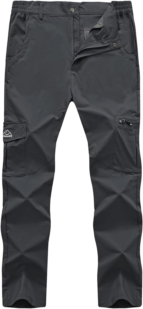 Rdruko Men’s Hiking Pants Lightweight Quick Dry Water Resistant Outdoor Travel Work Fishing Pants 6 Pockets
