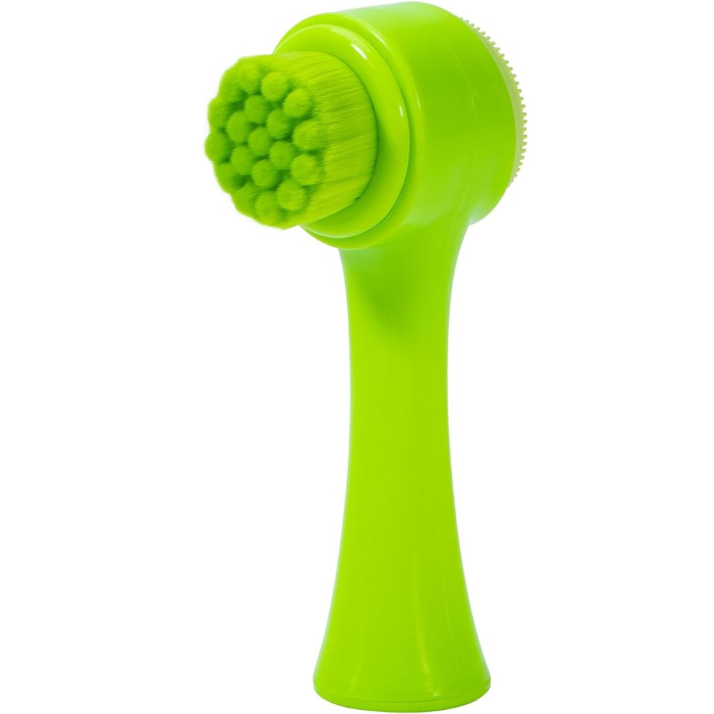 Face Brush 2 in 1, Silicone Facial Cleansing Exfoliating Brush Soft Bristles Pore Deep Cleansing Manual Dual Face Wash Scrub Brush for Massaging, Makeup Skincare Removal, Fluorescent Green Face Brush 2 in 1, Silicone Facial Cleansing Exfoliating Brush Soft Bristles Pore Deep Cleansing Manual Dual Face Wash Scrub Brush for Massaging, Makeup Skincare Removal, Fluorescent Green