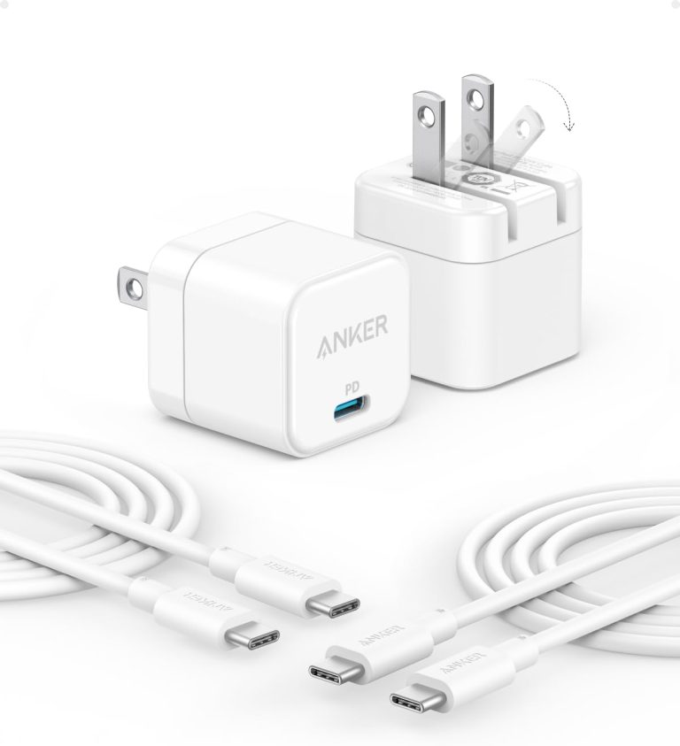 2 Pack Anker USB C Charger with USB C Cable, 20W USB C Charger Block for iPhone 16/15 and More Series, Galaxy, Pixel, iPad Pro/Air/Mini Series(2 Pack & 2 Cable)