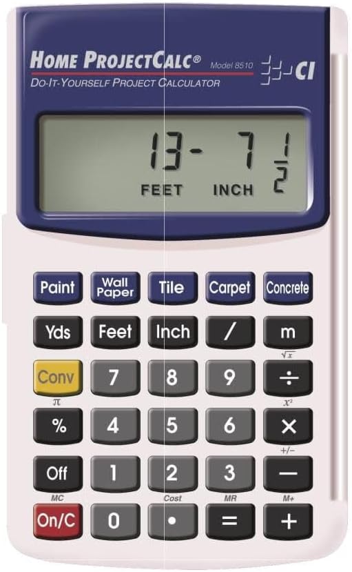 Calculated Industries 8510 Home ProjectCalc Do-It-Yourselfers Feet-Inch-Fraction Project Calculator | Dedicated Keys for Estimating Material Quantities and Costs for Home Handymen and DIYs , White Small Calculated Industries 8510 Home ProjectCalc Do-It-Yourselfers Feet-Inch-Fraction Project Calculator | Dedicated Keys for Estimating Material Quantities and Costs for Home Handymen and DIYs , White Small